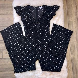 LOVEFIRE NWOT JUMPSUIT Front-Tie Black White Dots